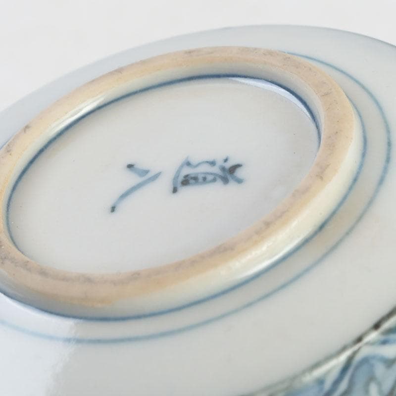 茶道具　京焼　高橋道八造　染付　山水文　香合　紫野　小田雪窓極め箱　V　9733