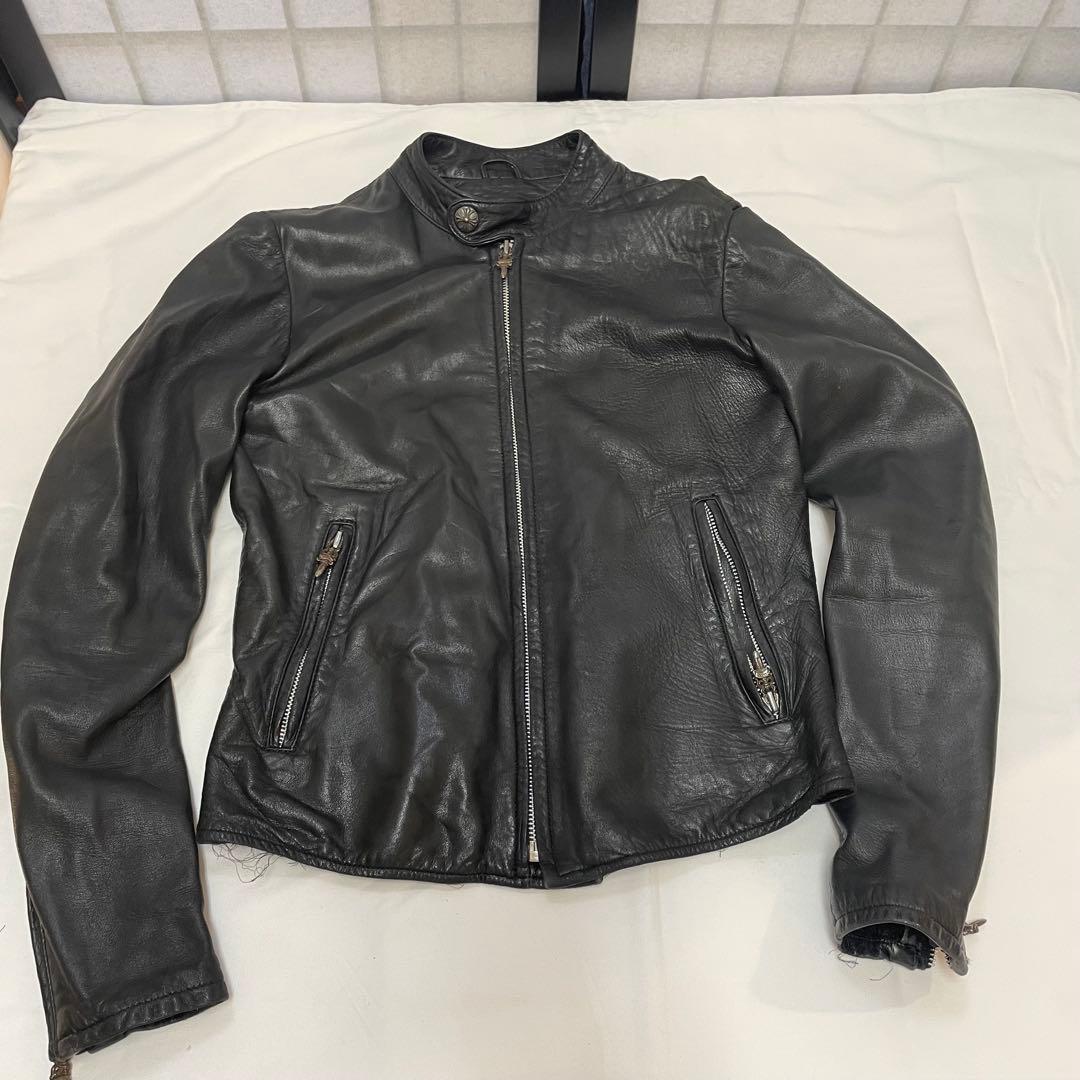 【内張り破れ】クロムハーツ レザー シングルライダース レディースM