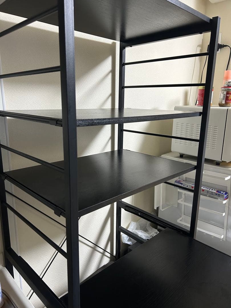 （送料込）キッチンオープンシェルフ（黒・メタル製）