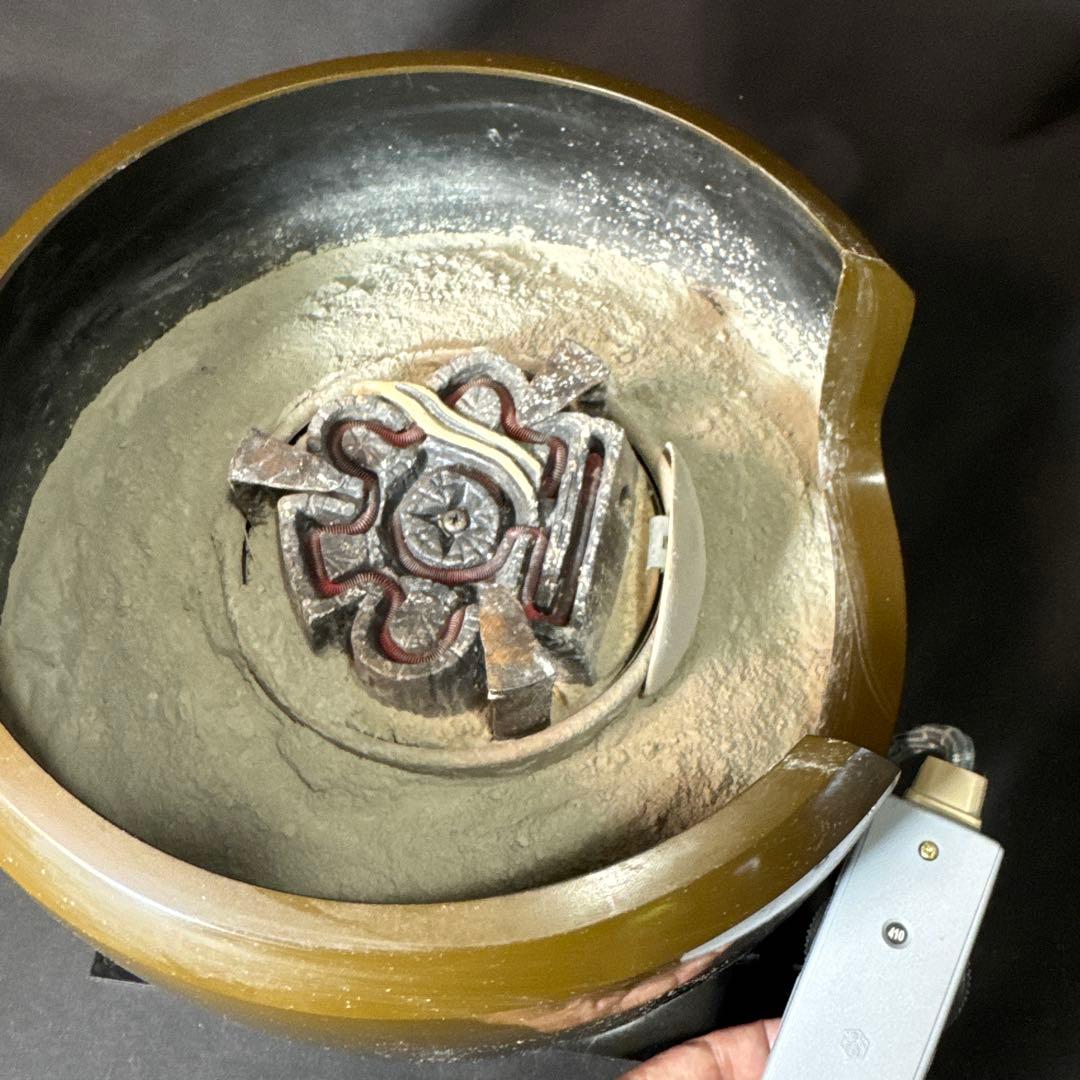 G90 送料無料　風炉型電熱器　合金面取風炉　古銅色　敷板　野々田商店　灰入り