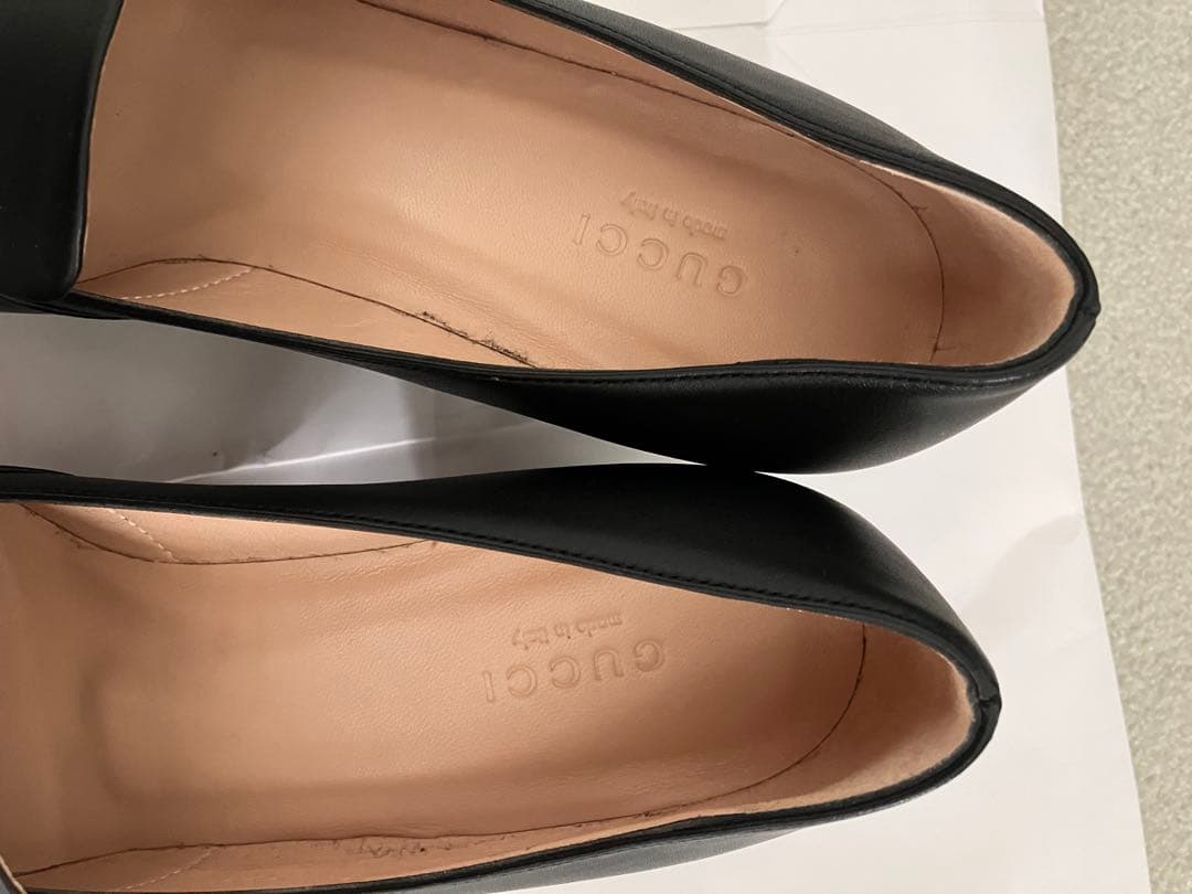GUCCI ホースビット黒ローファー ヒール☆室内試着のみ裏張り済美品