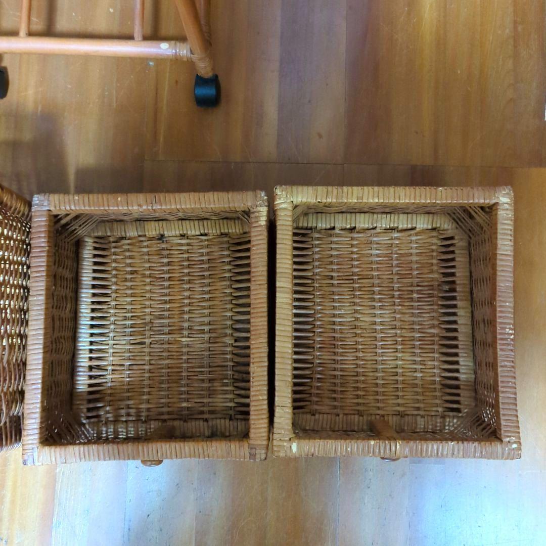 ラタン（藤）チェスト4段キャスター付