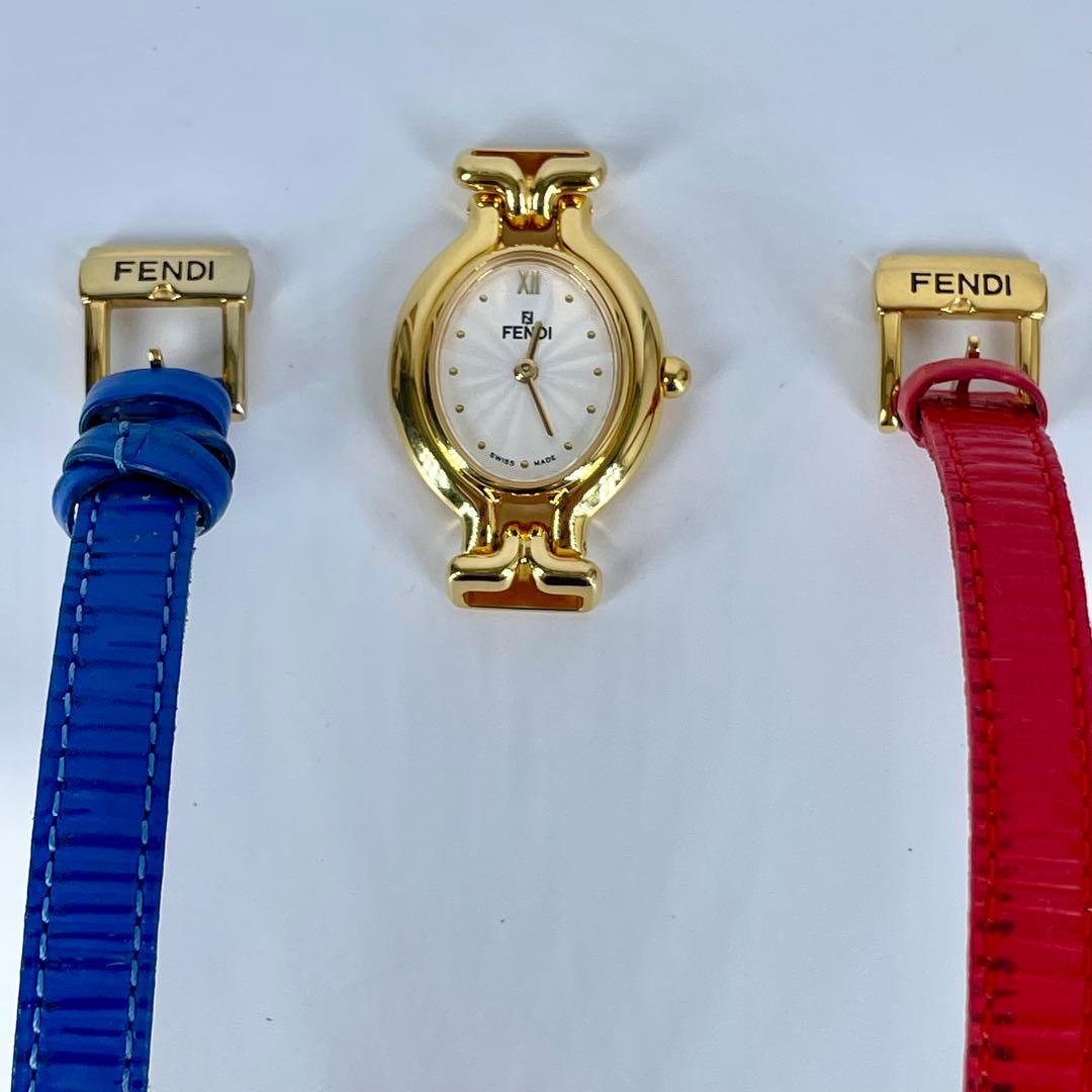 【稼働品】FENDI/フェンディ 640L 革 レディース　替ベルト　赤、青