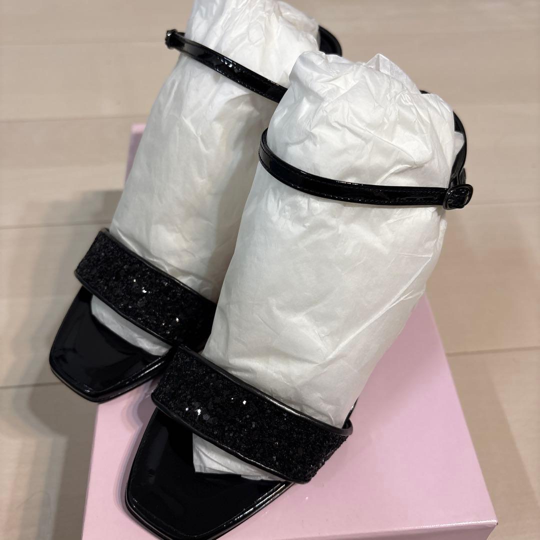 Diana ブラック ヒールサンダル 24.0cm