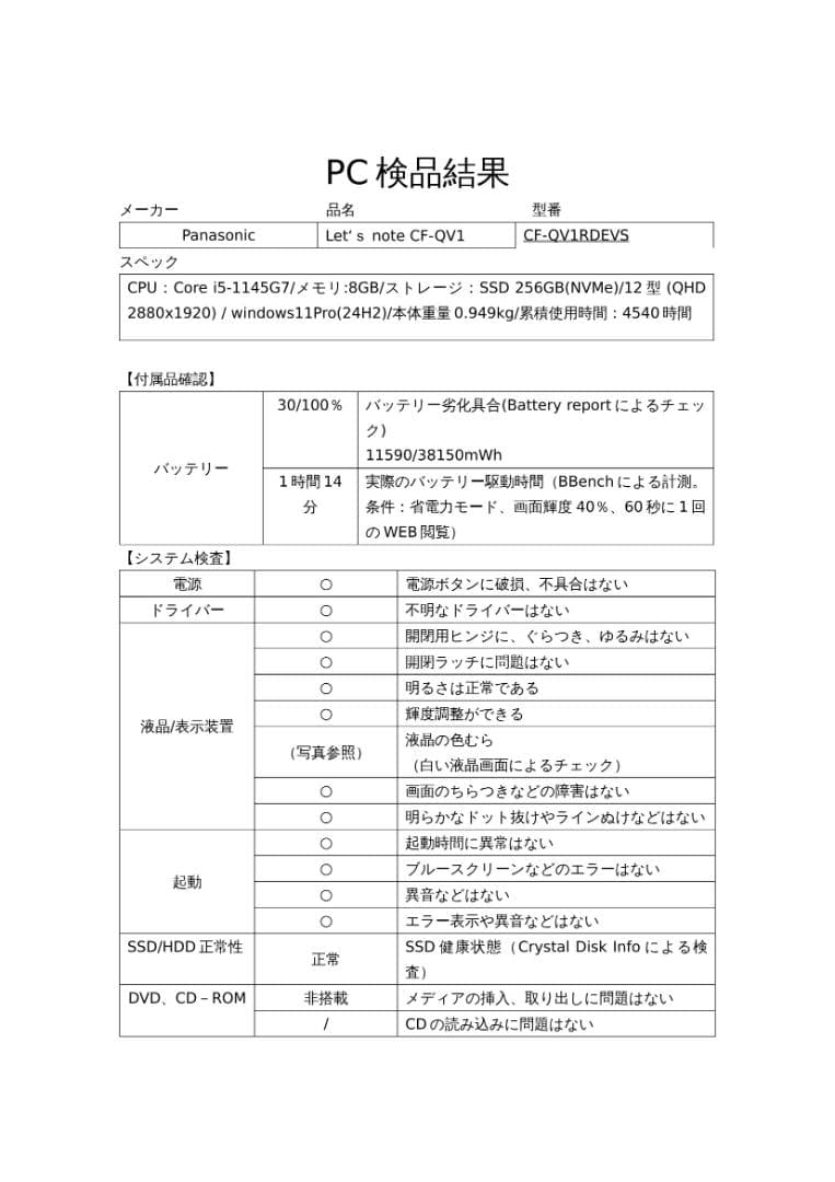 レッツノートCF-QV1/Core i5/メモリ8GB