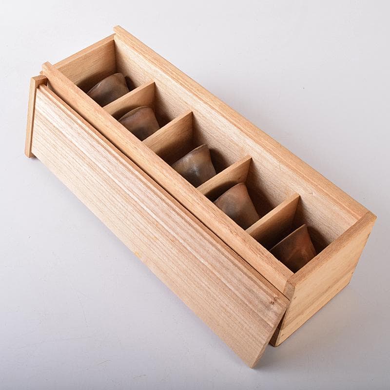 煎茶道具　備前焼　小西陶古作　煎茶碗　五客　共箱　D　R7888