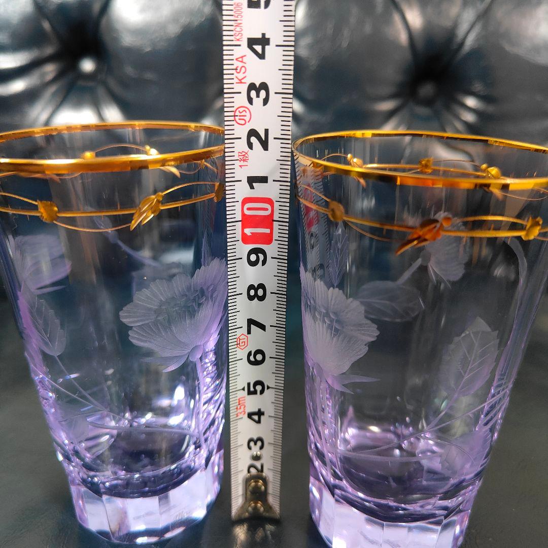 【希少色】MOSER モーゼル パウラ グラス ペア 花模様 金彩