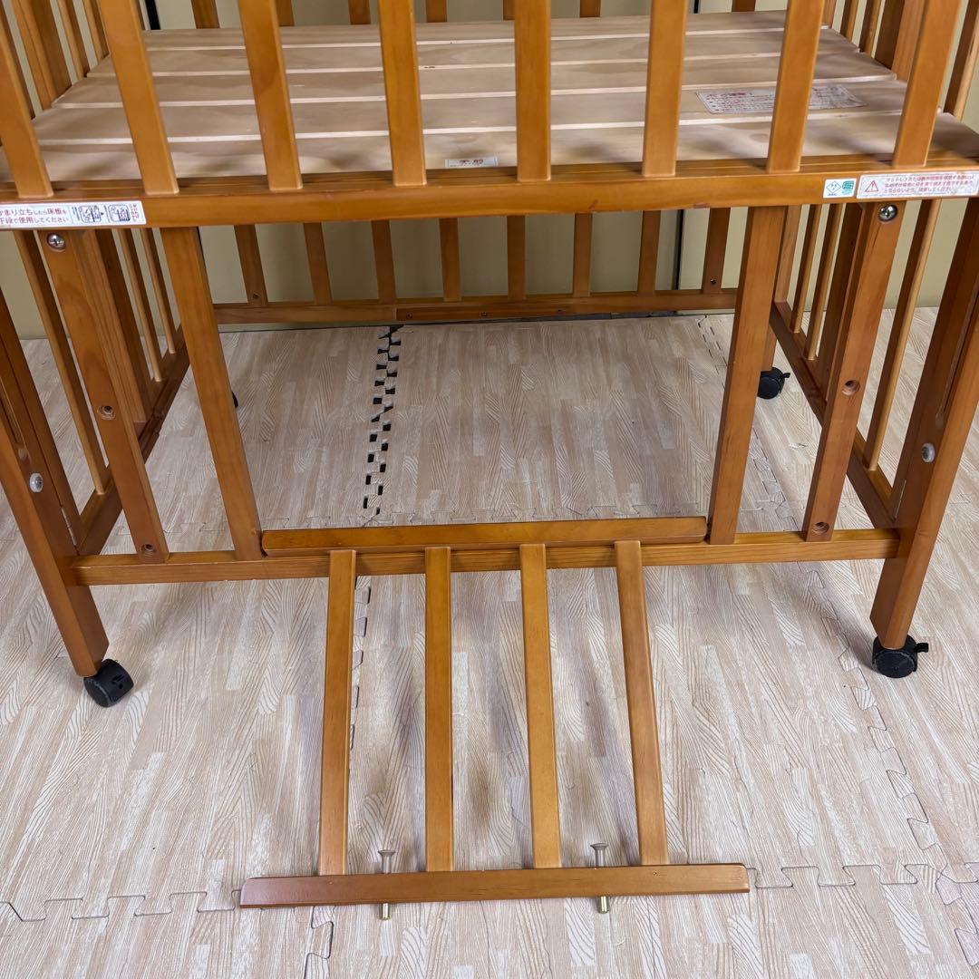 除菌清掃済　大和屋　パタン　折りたたみミニベビーベッド　すのこ　ライトブラウン