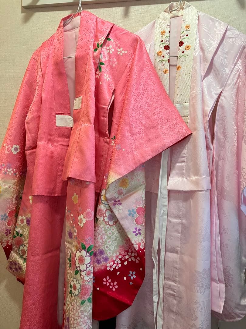 ♡　七五三用 ピンク花柄着物　7歳　フルセット