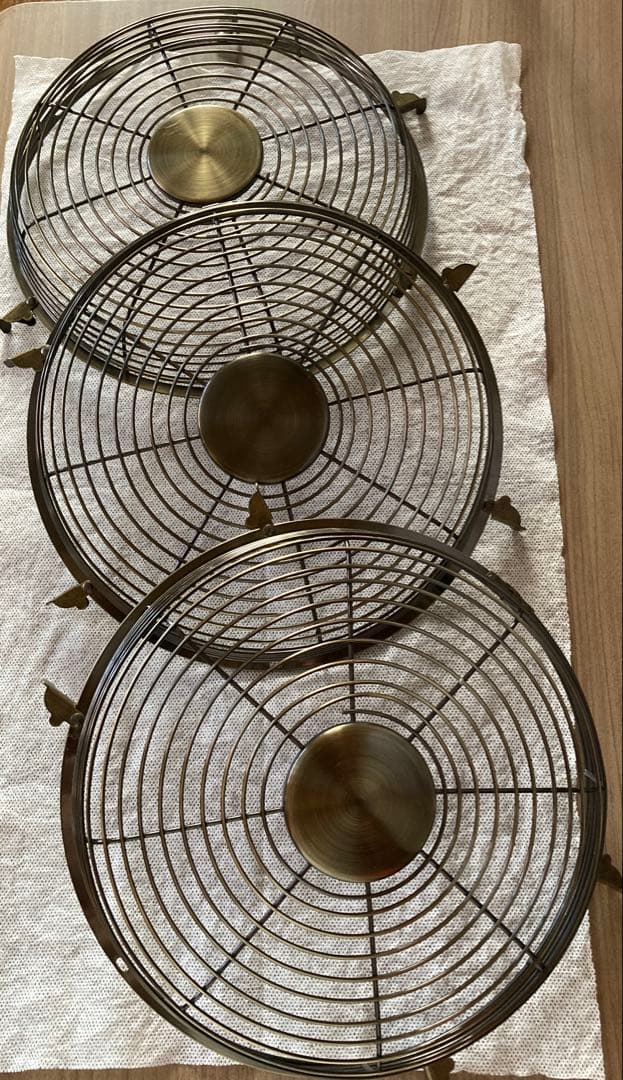 メタルトリプルファン 扇風機 インテリア おしゃれ イエローゴールド 希少品