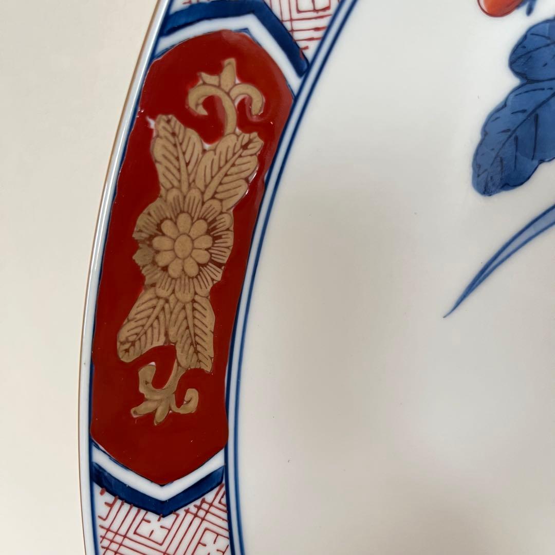 有田焼　錦芙蓉　飾り皿　絵皿　大皿　スタンド付き　哲山作　40cm