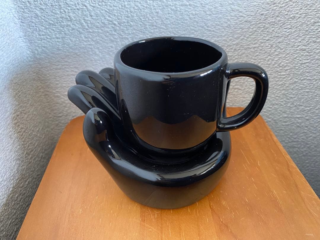 希少　レトロ　MIWA KOBO 手ノヒラ碗皿　黒　コーヒーカップ　インテリア
