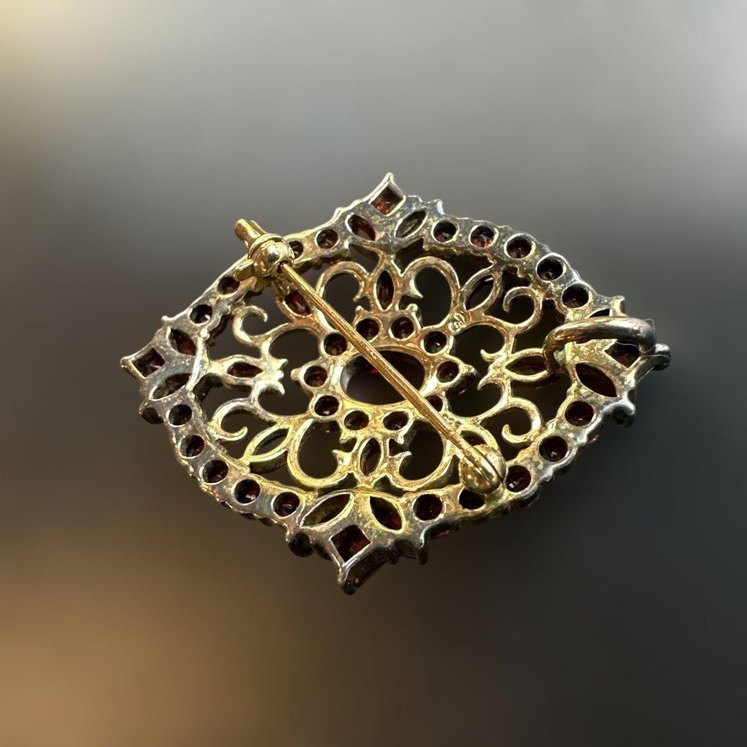 【vintage】ガーネット　シルバー925刻印　ブローチ