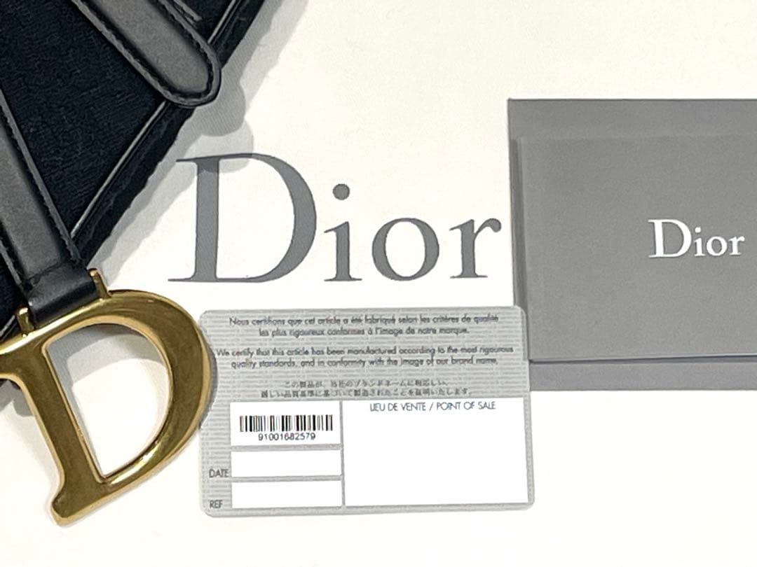 【美品】ディオールDior サドルバッグ黒オブリーク柄⭐︎保証書巾着セット⭐︎最終値