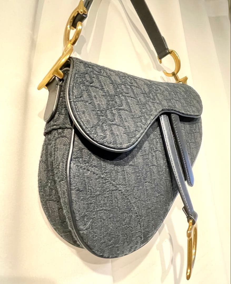 【美品】ディオールDior サドルバッグ黒オブリーク柄⭐︎保証書巾着セット⭐︎最終値