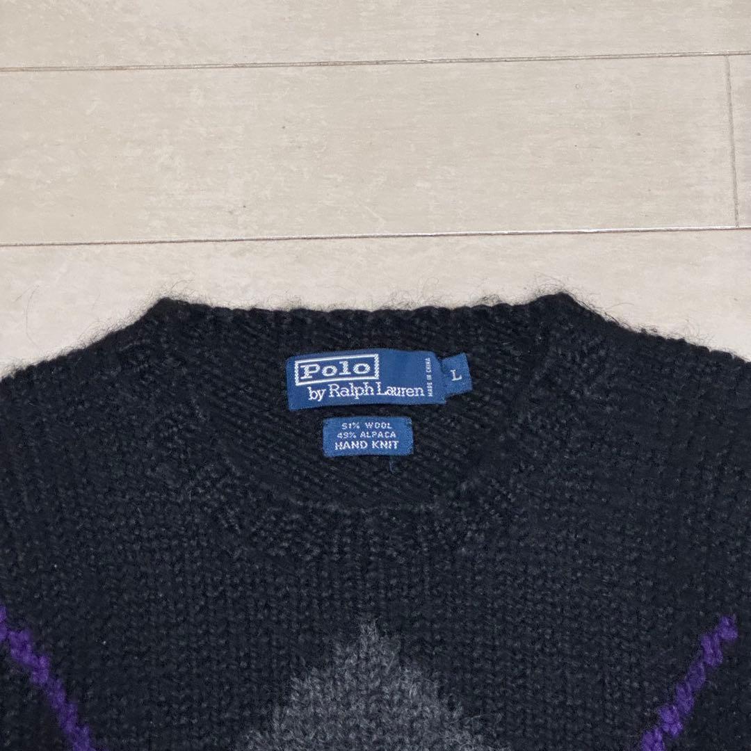 常*室様 希少✨　ポロバイラルフローレン　ハンドニット　アーガイル　長袖ニット