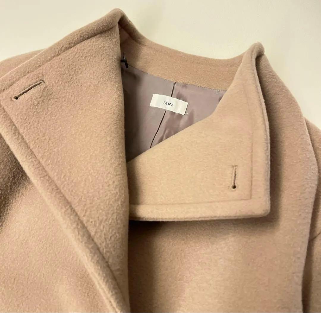 スタンドカラーショートコートsuper140 ウール　IENA　コート ベージュ