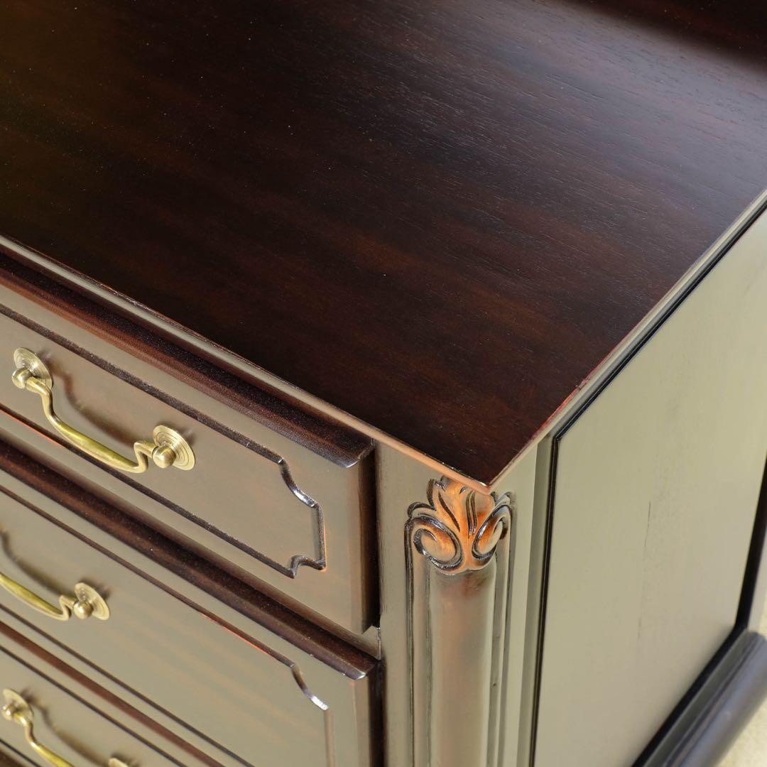 O 新品 チェスト 110cm アンティーク タンス リビング収納 衣類収納