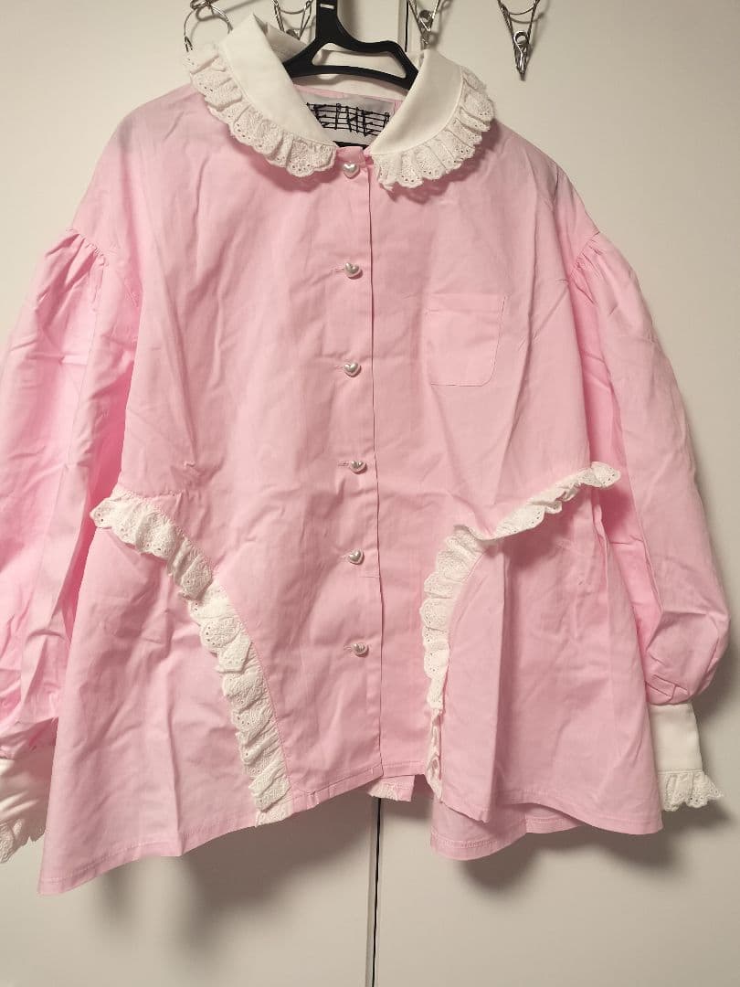 新品 heihei ピンク シャツ パフスリーブブラウス　ヘイヘイ