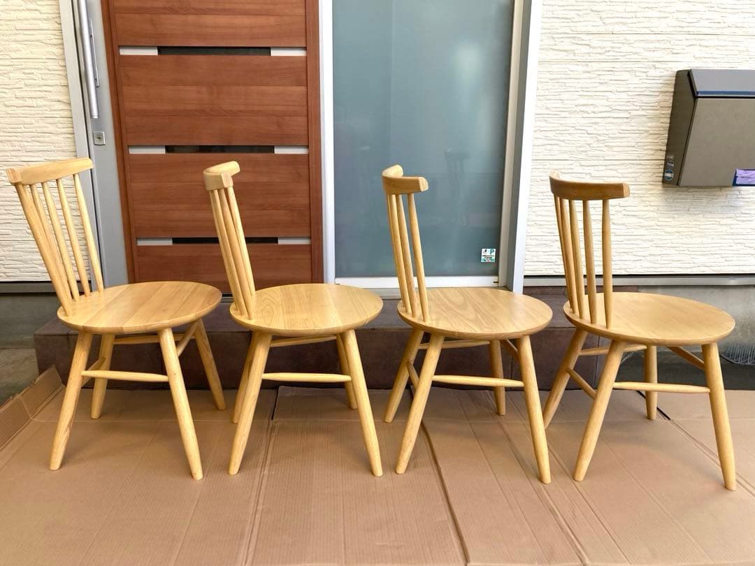 中古 桜屋工業 cherry 天然木 ダイニング チェア 椅子 4脚セット