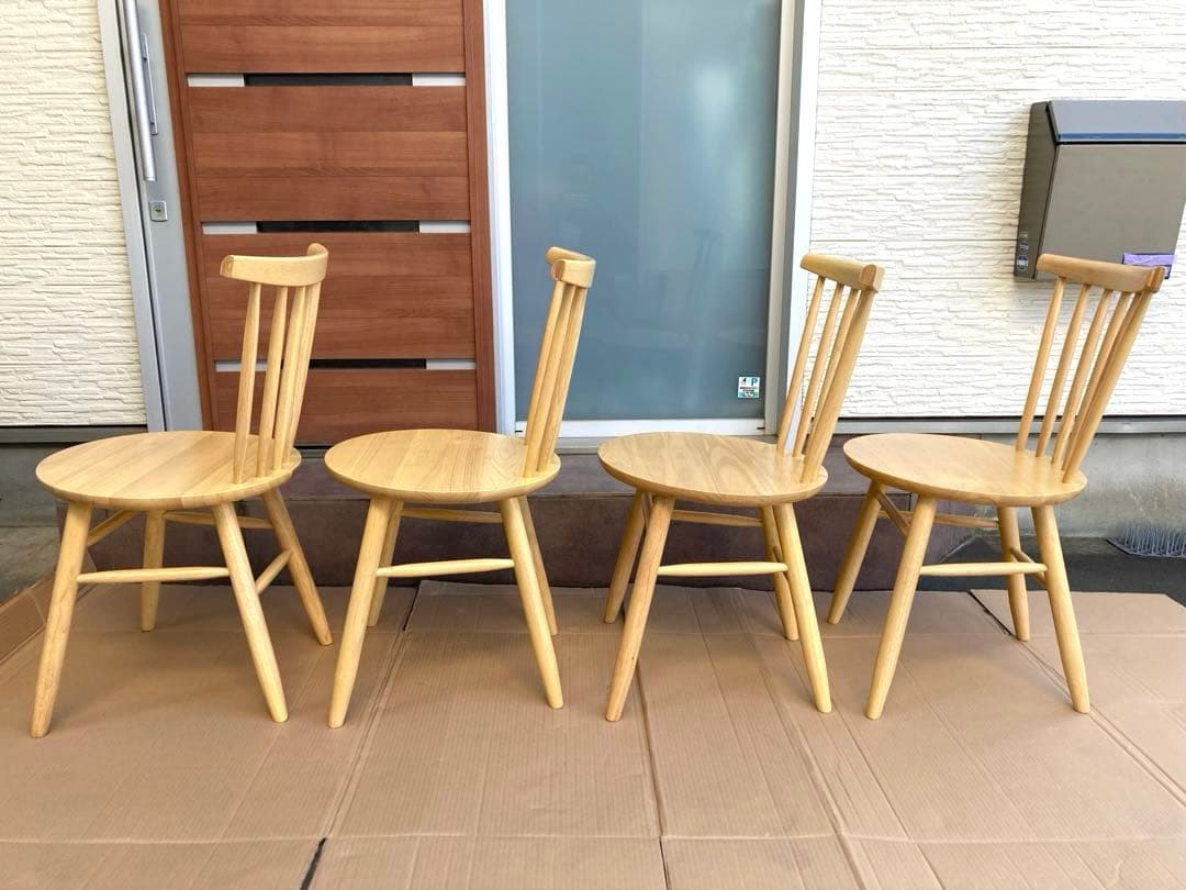 中古 桜屋工業 cherry 天然木 ダイニング チェア 椅子 4脚セット