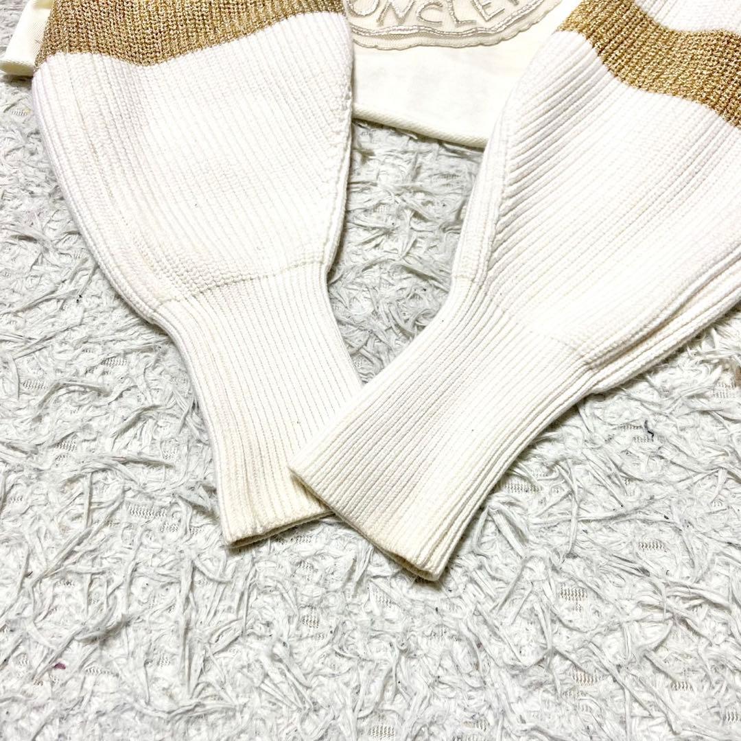 【美品】モンクレール ロゴプリント クロップド丈 トレーナー ホワイト サイズS