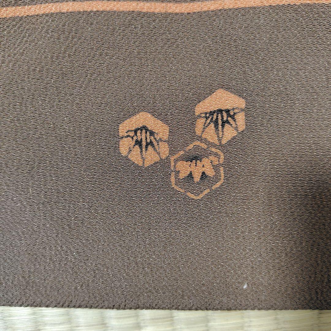 九寸名古屋帯　型染め　亀甲花文　草木手染　鬼しぼ縮緬　落款入り作家物？　着物a