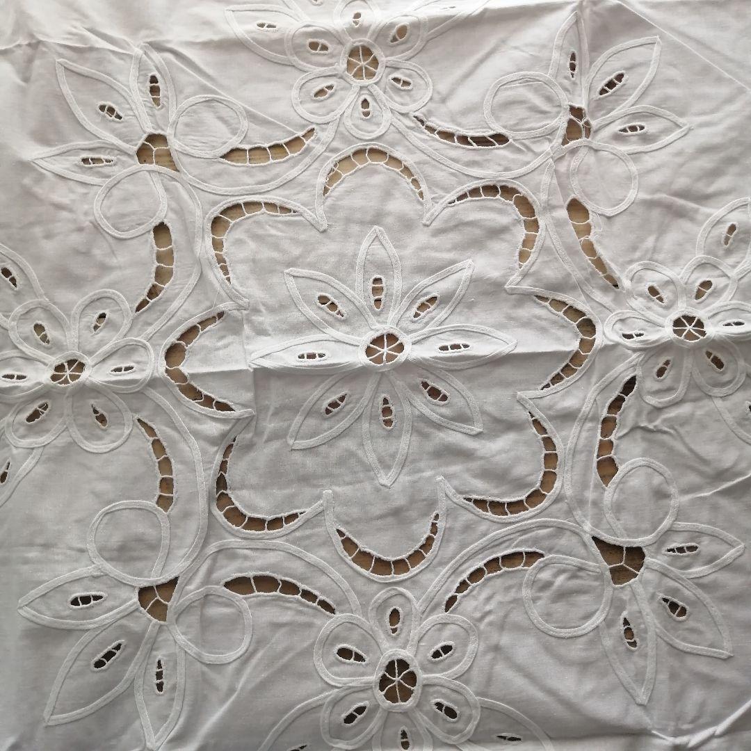 イギリスヴィンテージ　シャワーカーテン　カットワーク　間仕切りカーテン