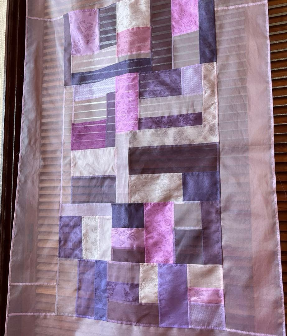 薄絹のタペストリー・薄紫　韓国ポジャギ　ハンドメイド