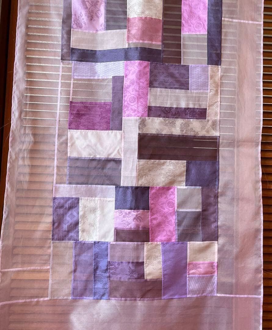 薄絹のタペストリー・薄紫　韓国ポジャギ　ハンドメイド