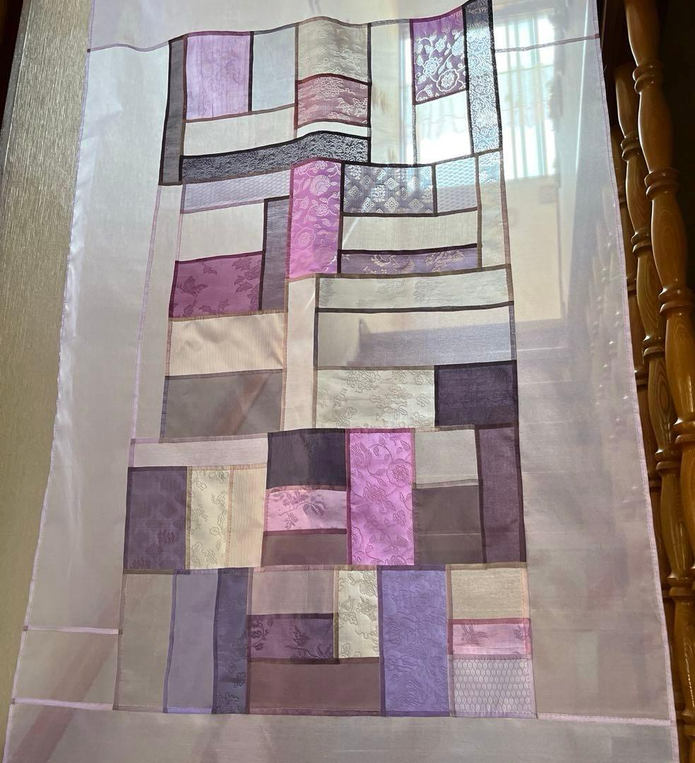 薄絹のタペストリー・薄紫　韓国ポジャギ　ハンドメイド