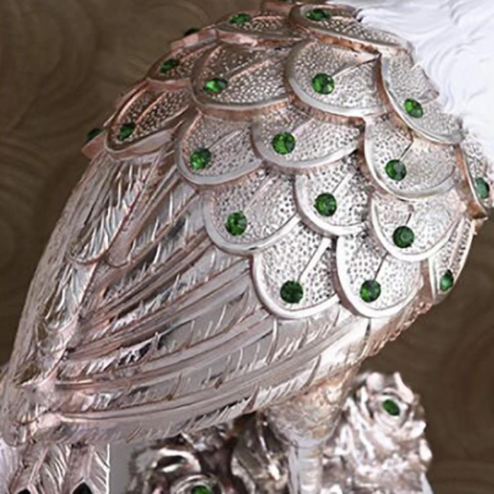 置物 孔雀 前向きの孔雀 白 70cm 柱  インテリア 風水 ホワイト