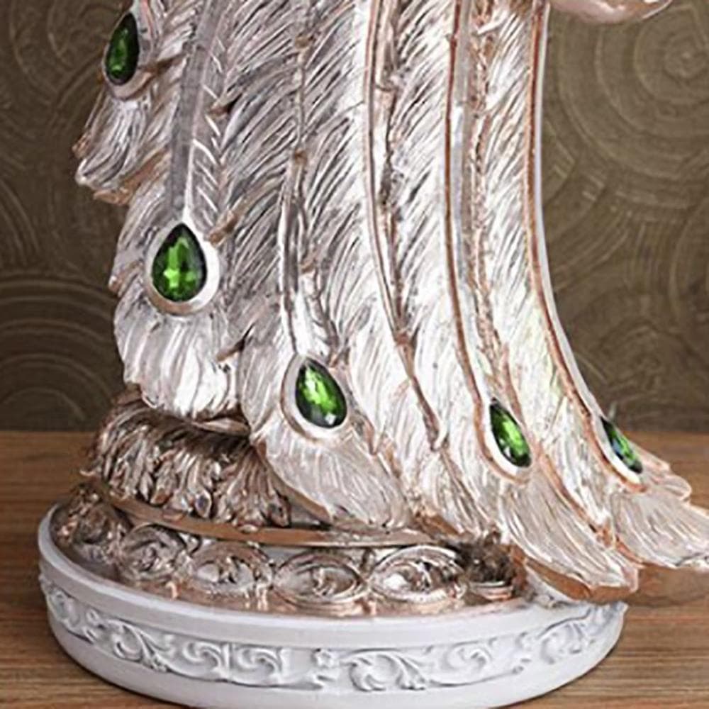 置物 孔雀 前向きの孔雀 白 70cm 柱  インテリア 風水 ホワイト