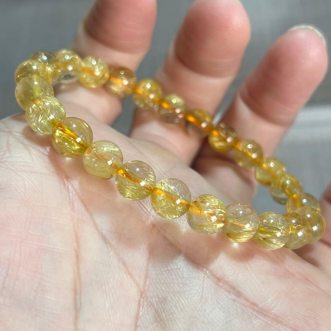 針美しさと透明度抜群　高品質　ゴールドルチルブレスレット　2