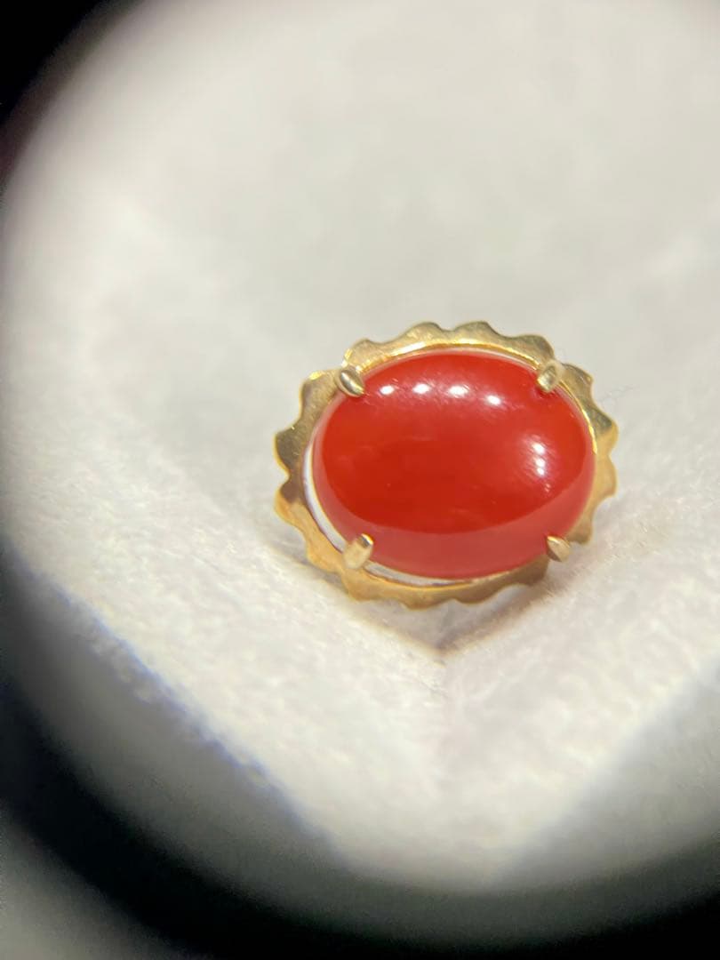 K14 ゴールド 地中海珊瑚 コーラル 14金 ピンブローチ CORAL