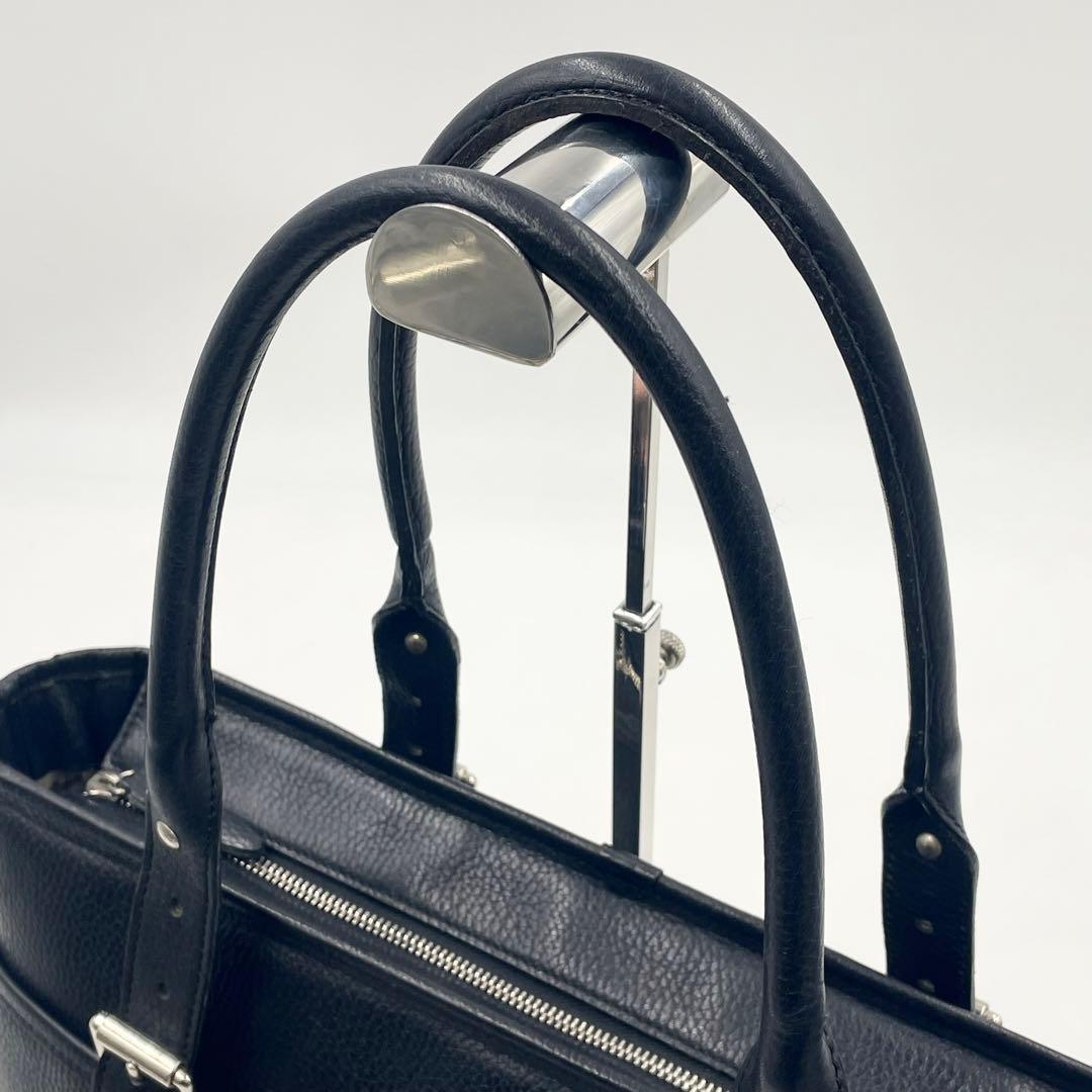 【美品】バーバリー ビジネストートバッグ 最高級シボ革 肩掛けA4 ノバチェック