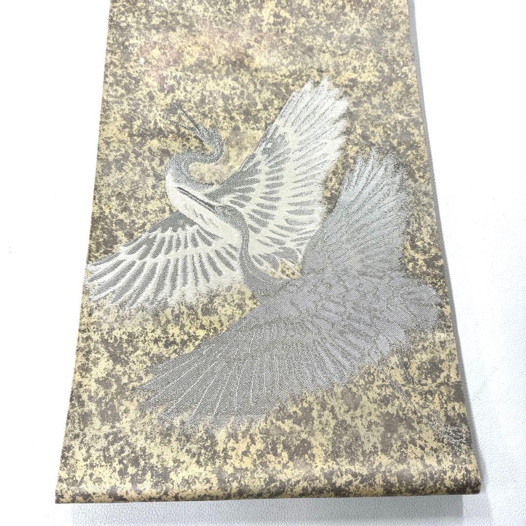 専用帯5124 ●河合美術織物謹製 高級 正絹 六通 袋帯 鶴