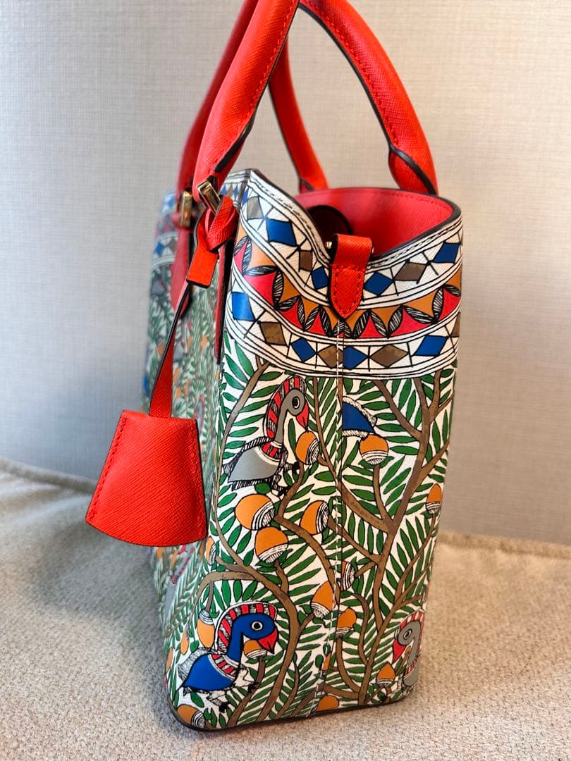 tory burch 鳥柄　ボタニカル柄　ハンドバッグ