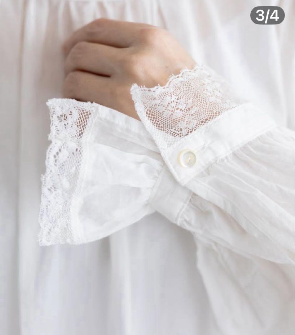 NATIVE VILLAGE レース付きホワイトシャツ