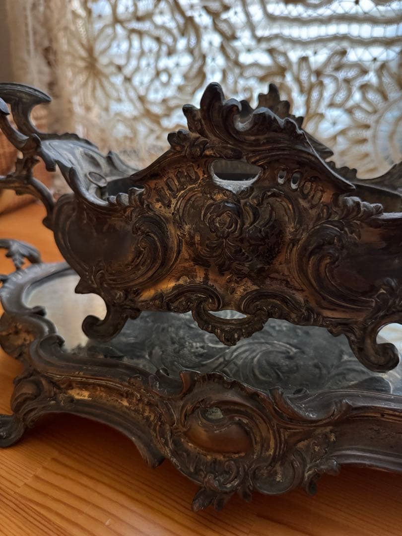 アンティーク ジャルディニエールとミラートレイのセット