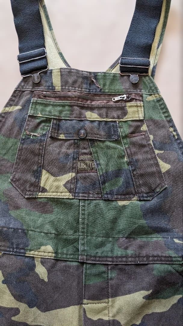 90s Liberty usa製 オーバーオール 迷彩 ダブルニー W38 古着