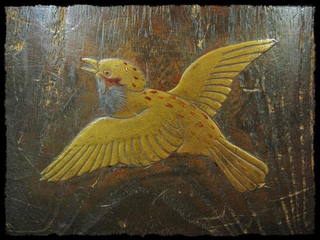 金蒔絵 桐丸 火鉢 一対 竹鳥文 スズメ 囲炉裏 茶道具 e59