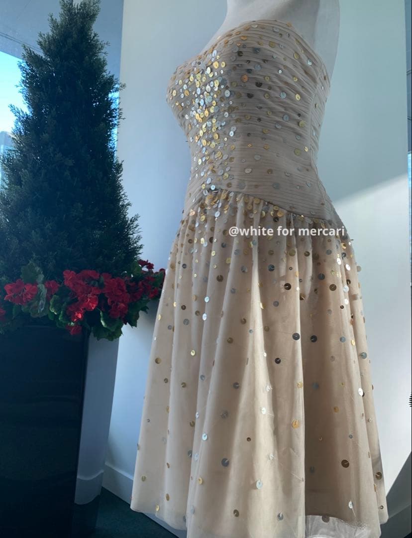 米国百貨店購入 定価7万4千円 きらきら装飾チュールワンピース