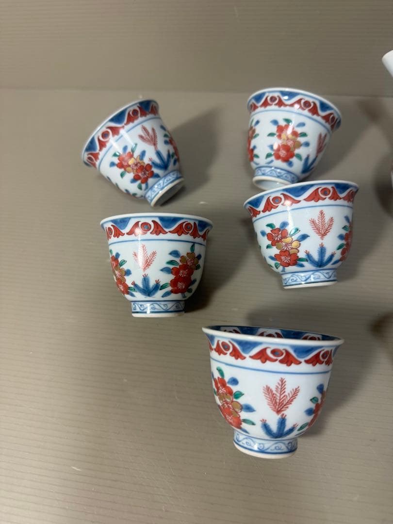 2169源右衛門　古伊万里風桜図　玉露茶器セット　急須1客　湯冷し1客　湯呑5客