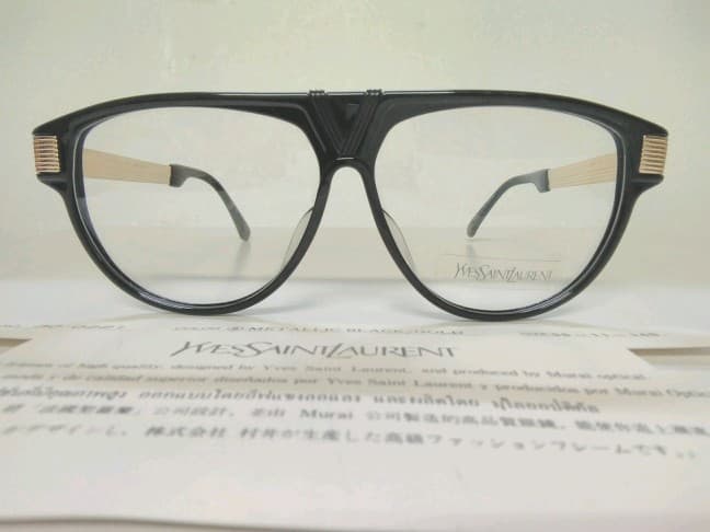 ビンテージ　サンローラン眼鏡フレーム（メタリックブラック）