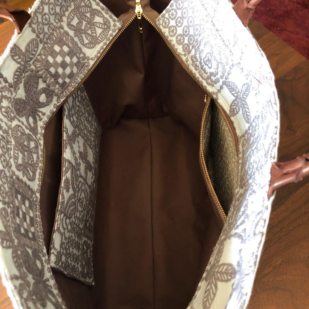 ハンドメイド ファスナー付きトートバッグ ミナペルホネン forest tile