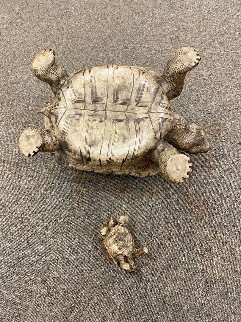 亀の親子　陶器　手作り