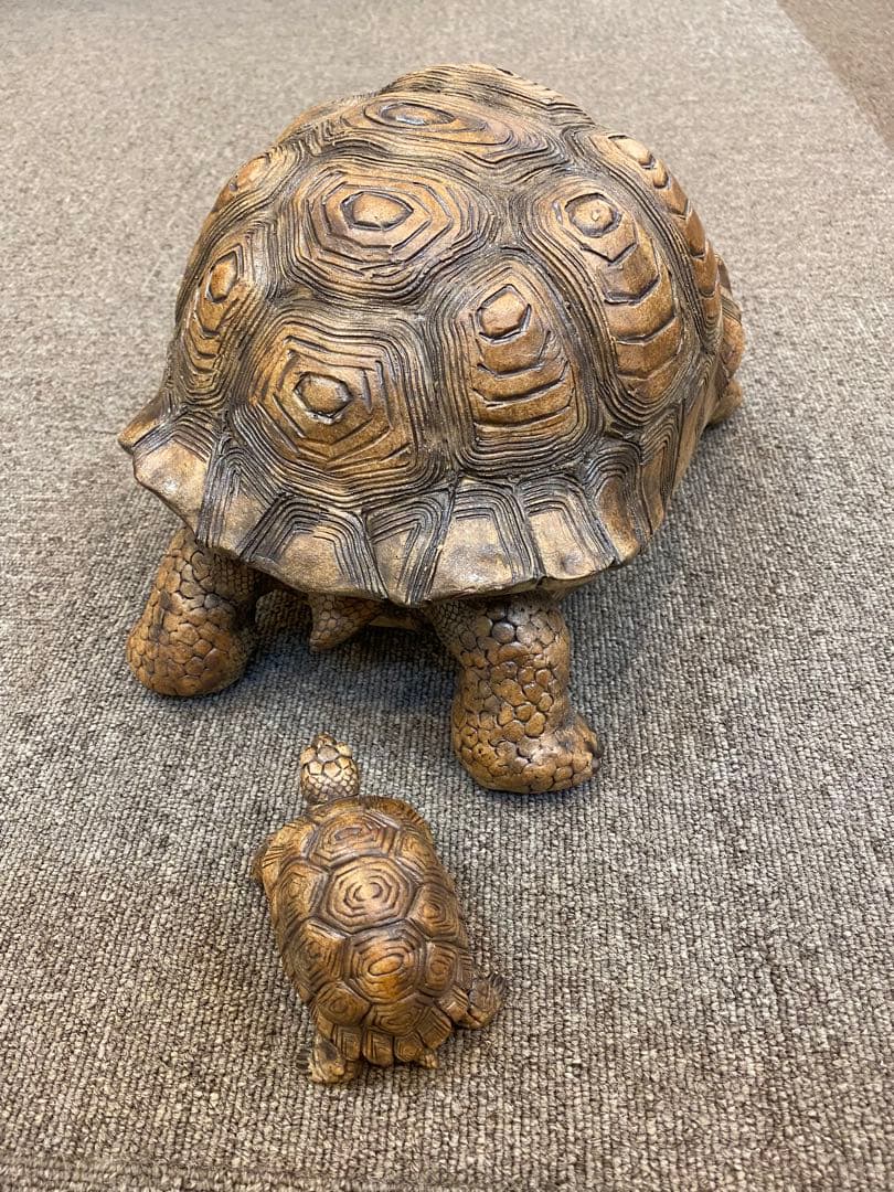 亀の親子　陶器　手作り
