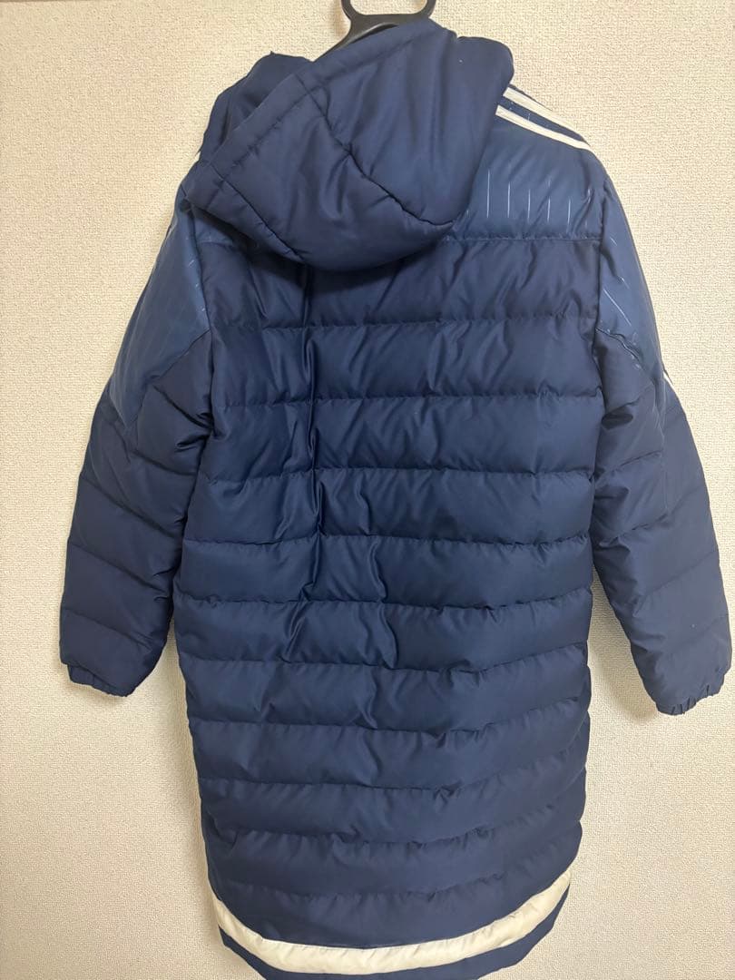 adidas ネイビー ベンチコートフード付き