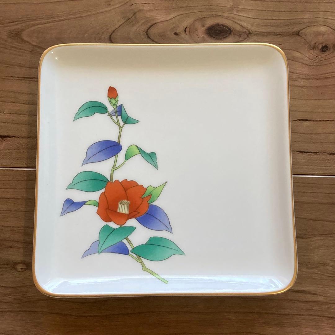 【新品未使用・箱付】香蘭社 草花文 角皿5枚＋鉢1点 セット｜金縁・和食器